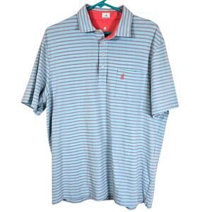 Johnnie O Polo Shirt Men's L Bimini Blue Stripe Hangin Out Casual Classic Golf